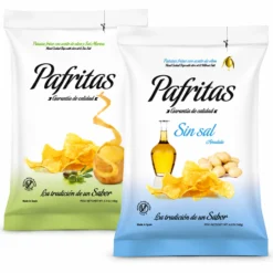 Patatas Fritas Artesanas | Pack Patatas Con Aceite De Oliva Virgen | 5x120g Bolsas Con Sal Marina + 5x14og Sin Sal