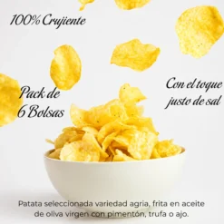 Patatas Fritas Artesanas | Pack 6 Bolsas Patatas Fritas Con Aove | 2x100g Trufa + 2x140g Ajo + 2x140g Pimentón