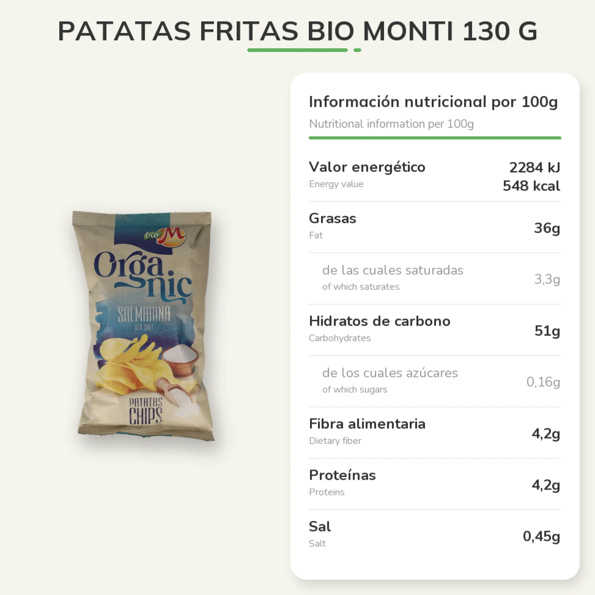 Patatas Fritas Bio Monti 130 g