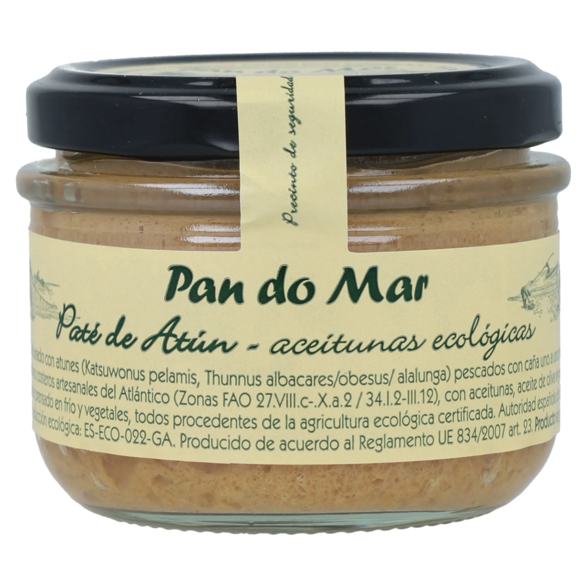 Paté de atún con aceitunas ecológicas en Vidrio Pan do Mar 125g