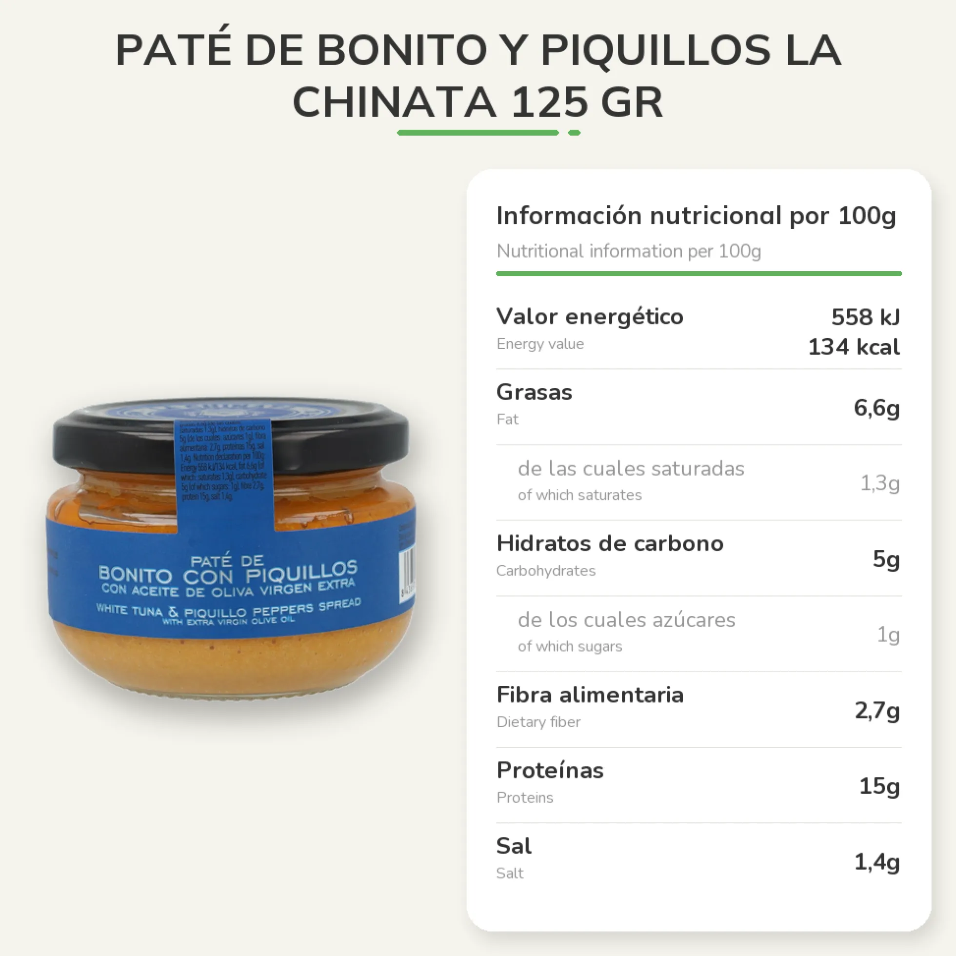 Paté de Bonito y Piquillos La Chinata 125 gr