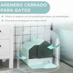 Pawhut Arenero Cubierto Para Gatos Con Bandeja Extraíble Pala Filtro 47x45x42 Cm