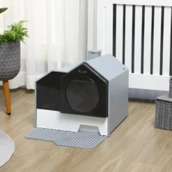 Pawhut Arenero Cubierto Para Gatos Con Bandeja Extraíble Pala Filtro 47x45x42 Cm