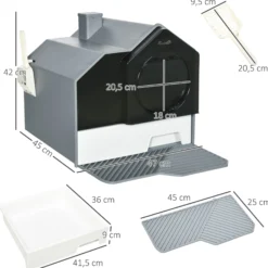 Pawhut Arenero Cubierto Para Gatos Con Bandeja Extraíble Pala Filtro 47x45x42 Cm