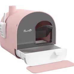 Pawhut Arenero Para Gatos Con Bandeja Extraíble Pala Alfombra 43x44x47cm Rosa