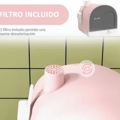 Pawhut Arenero Para Gatos Con Bandeja Extraíble Pala Alfombra 43x44x47cm Rosa