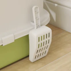 Pawhut Arenero Para Gatos Cubierto Con Bandeja Extraíble Y Pala Blanco Y Verde