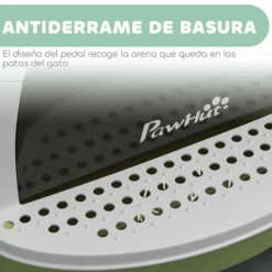 Pawhut Arenero Para Gatos Cubierto Con Bandeja Pala Y Asa Blanco Y Verde