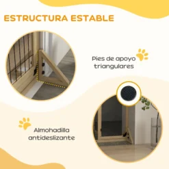 Pawhut Barrera Para Perros Extensible De Madera 112-159x44x70 Cm Natural
