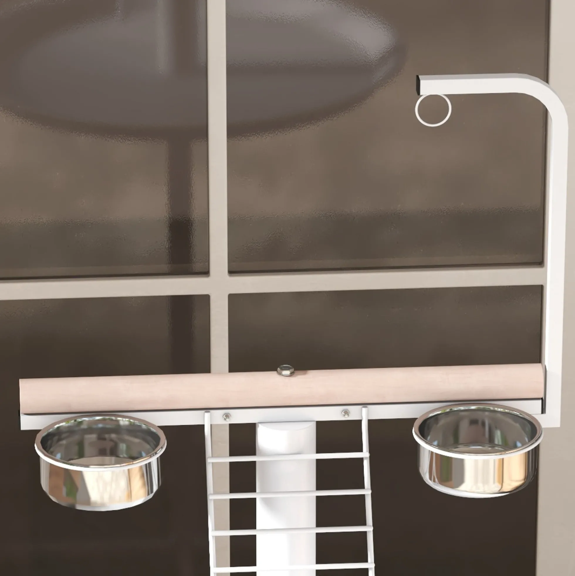 Pawhut Comedero De Pájaros Para Exterior Con Ruedas Ø60x138 Cm Blanco