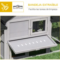Pawhut Conejera De Exterior Para 2-4 Conejos Con Techo Asfáltico Y Bandeja Gris