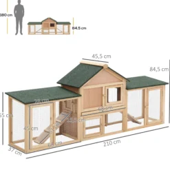 Pawhut Conejera De Exterior Para 2-4 Conejos Con Techo Asfáltico Bandeja Natural