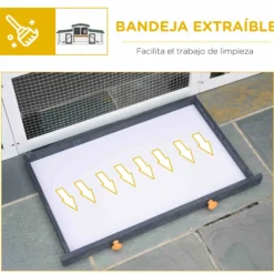 Pawhut Conejera De Madera Con Techo Abatible 197x49x86 Cm Gris