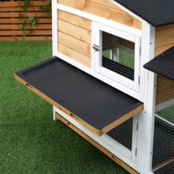 Pawhut Conejera De Madera Exterior Con Techo Asfáltico 157,4x53x93,5cm Natural