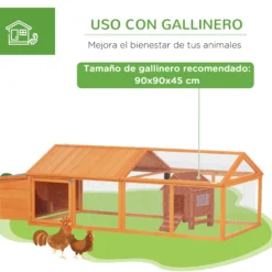 Pawhut Gallinero De Madera De 2 Pisos Para 4-8 Gallinas 240x112,5x76 Cm Natural