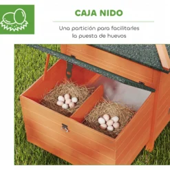 Pawhut Gallinero De Madera Exterior Con Nidos Corral 196x76x97 Cm Naranja