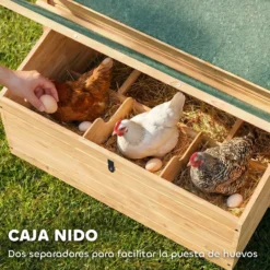 Pawhut Gallinero De Madera Para Exterior Con 2 Nidos 150x100x96,5 Cm Amarillo