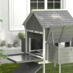 Pawhut Gallinero Grande De Madera 310,5x149,5x149 Cm Para 4-6 Gallinas Gris
