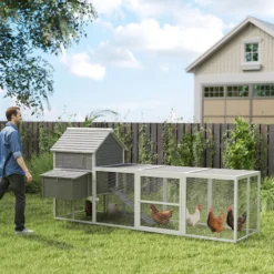 Pawhut Gallinero Grande De Madera 310,5x149,5x149 Cm Para 4-6 Gallinas Gris
