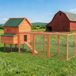 Pawhut Gallinero Grande Exterior Con 2 Nidos Corral 347x160x150cm Naranja