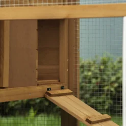 Pawhut Gallinero Madera Exterior Con Corral De Alambre Techos Asfálticos Marrón