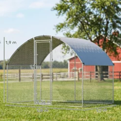 Pawhut Gallinero Para Exterior 2,8x1,7x1,9 M Para 5-8 Gallinas Plata