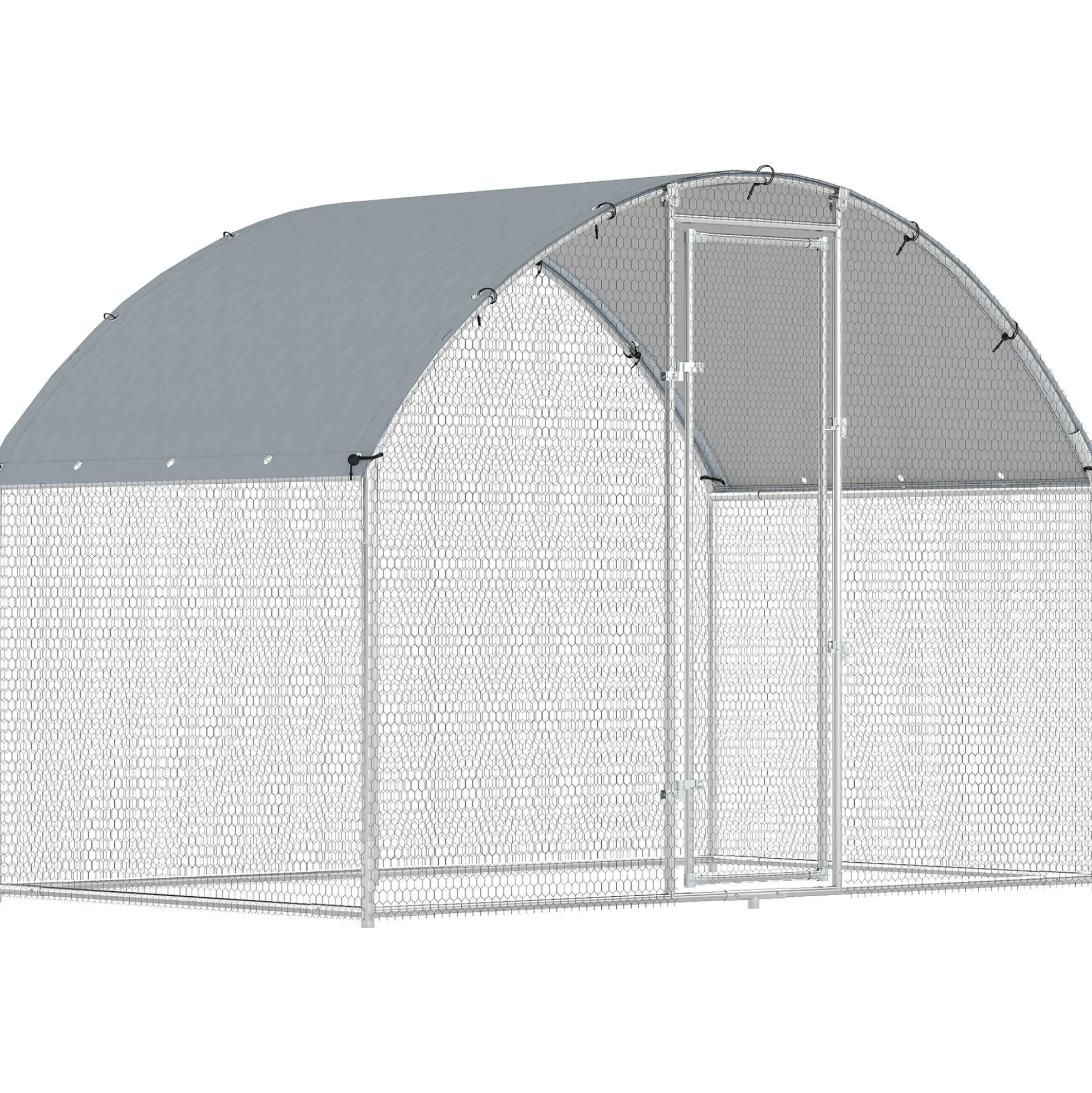 Pawhut Gallinero Para Exterior 2,8x1,7x1,9 M Para 5-8 Gallinas Plata