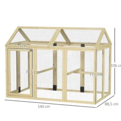 Pawhut Gallinero Para Exterior 140x88,5x106 Cm Para 1-3 Gallinas Madera Natural