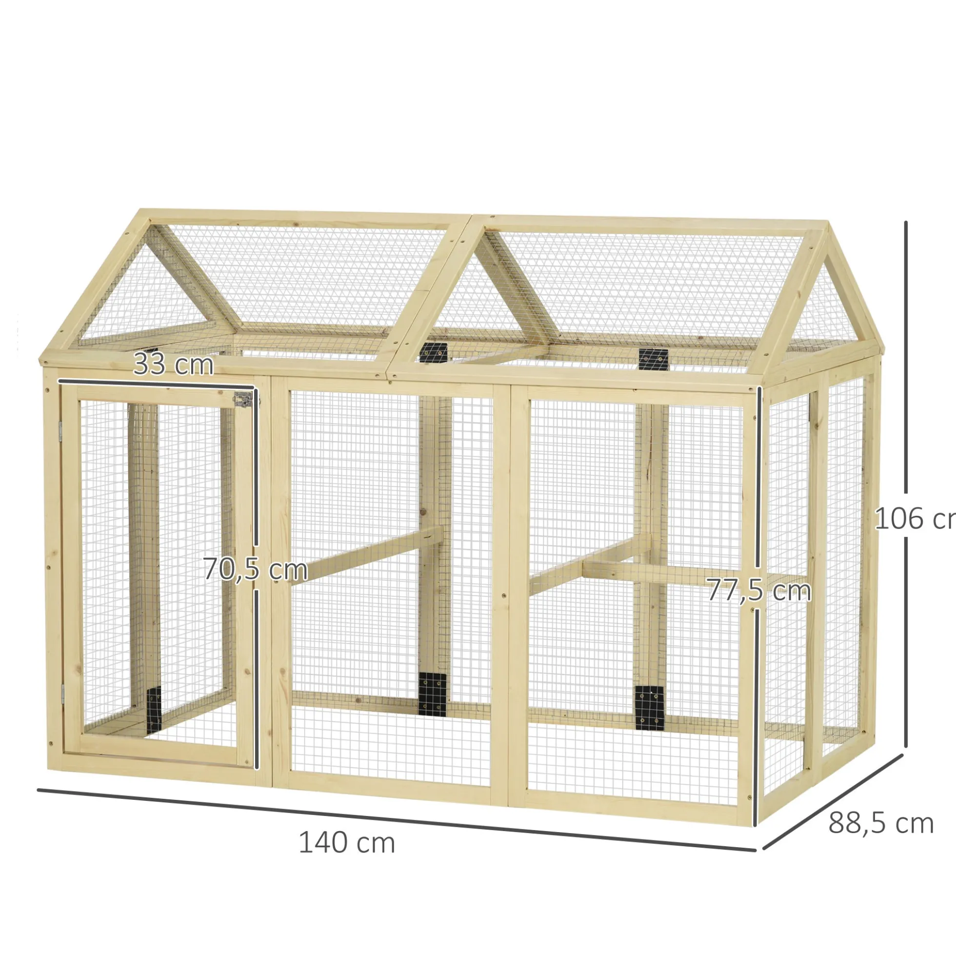 Pawhut Gallinero Para Exterior 140x88,5x106 Cm Para 1-3 Gallinas Madera Natural