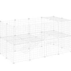 Pawhut Jaula Para Animales Pequeños Forma Personalizable 146x73x73 Cm Blanco