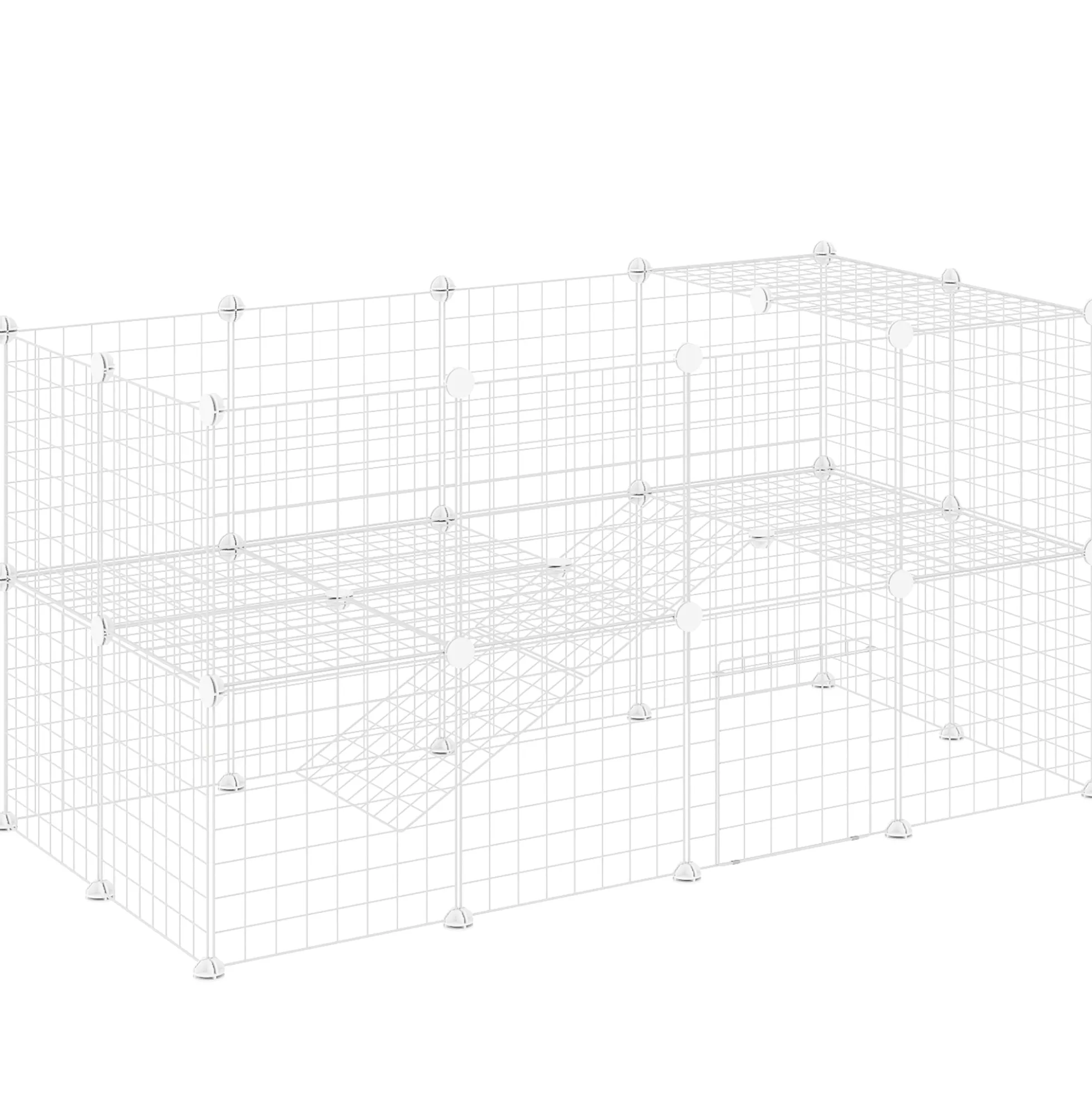 Pawhut Jaula Para Animales Pequeños Forma Personalizable 146x73x73 Cm Blanco
