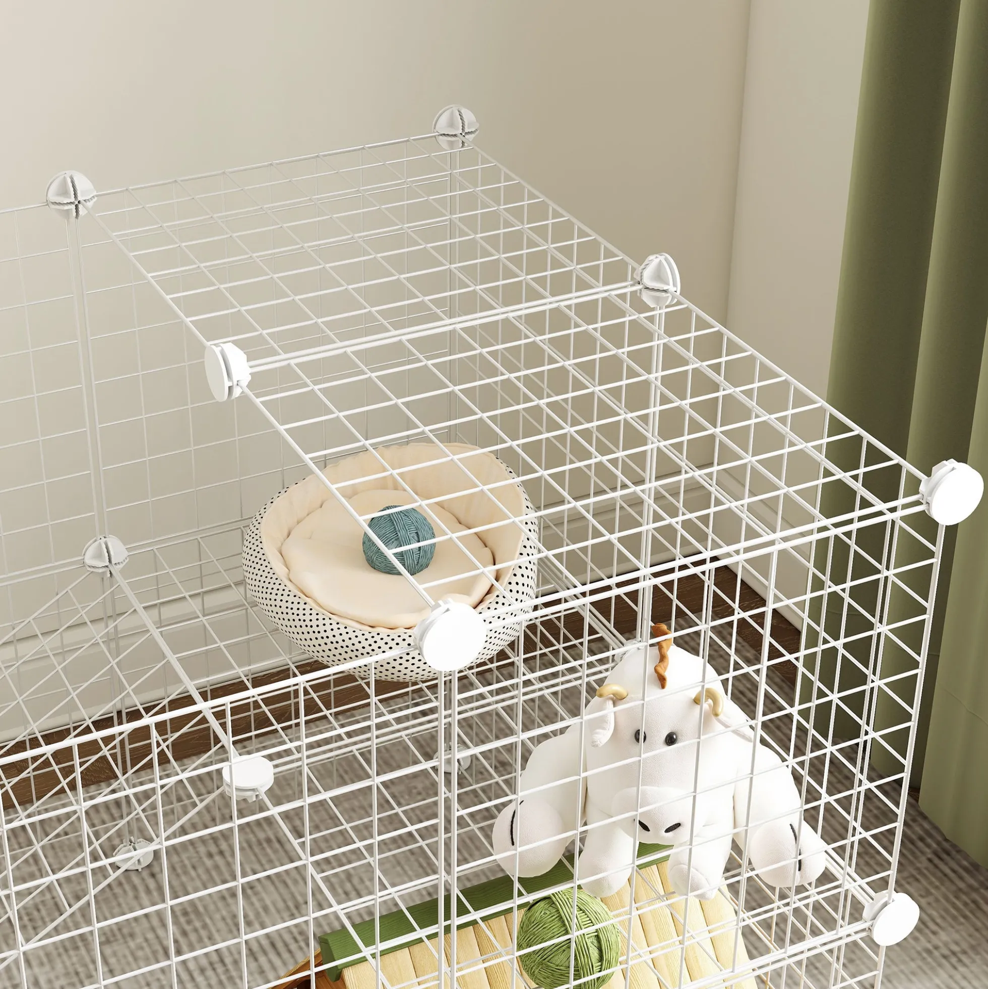 Pawhut Jaula Para Animales Pequeños Forma Personalizable 146x73x73 Cm Blanco