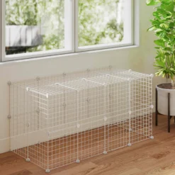 Pawhut Jaula Para Animales Pequeños Forma Personalizable 146x73x73 Cm Blanco
