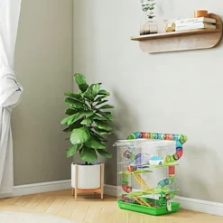 Pawhut Jaula Para Hámster De 5 Niveles 47x30x59 Cm Con Casita Escaleras Verde