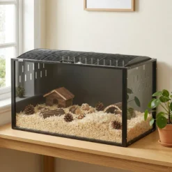 Pawhut Jaula Para Hámster Grande 105x51x53 Cm Con Tapa Ventilada Abatible Negro