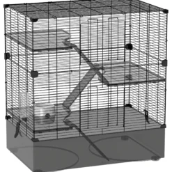 Pawhut Jaula Para Hurones De 4 Niveles Con Bandeja Inferior 73x47x80 Cm Negro