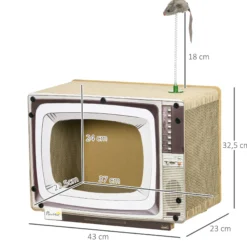 Pawhut Rascador De Cartón Para Gatos En Forma De Televisor 43x23x32,5 Cm Arena