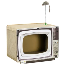 Pawhut Rascador De Cartón Para Gatos En Forma De Televisor 43x23x32,5 Cm Arena