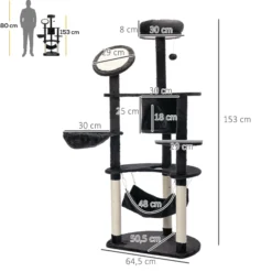 Pawhut Rascador Para Gatos 153 Cm Con Cueva Plataformas Postes De Sisal Y Bola