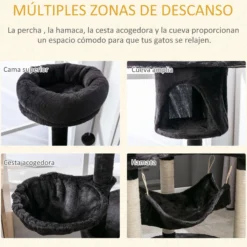 Pawhut Rascador Para Gatos 153 Cm Con Cueva Plataformas Postes De Sisal Y Bola