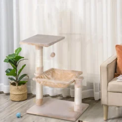 Pawhut Rascador Árbol Gatos Centro Actividad Plataforma Caseta Sisal Natural