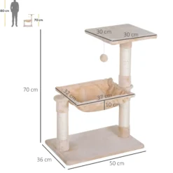 Pawhut Rascador Árbol Gatos Centro Actividad Plataforma Caseta Sisal Natural