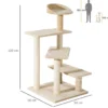 Pawhut Árbol Para Gato Rascador Grande 50x50x100 Cm Con Poste Cama Plataformas