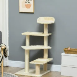 Pawhut Árbol Para Gato Rascador Grande 50x50x100 Cm Con Poste Cama Plataformas