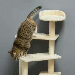 Pawhut Árbol Para Gato Rascador Grande 50x50x100 Cm Con Poste Cama Plataformas
