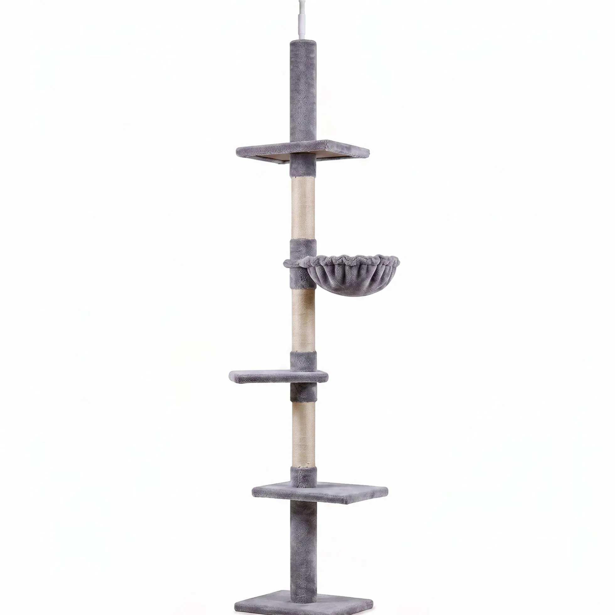 Pawhut Árbol Para Gatos De Suelo Al Techo De 230-260 Cm Con Plataformas Gris