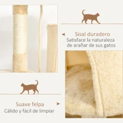 Pawhut Árbol Para Gatos Rascador Grande Con Plataformas Casetas Bolas De Juego
