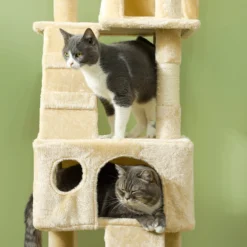 Pawhut Árbol Rascador Para Gatos Grande 49x49x173 Cm Con Múltiples Niveles Beige