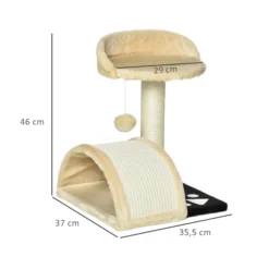 Pawhut Árbol Rascador Para Gatos 2 Niveles Con Poste Tablero Para Rascar Beige
