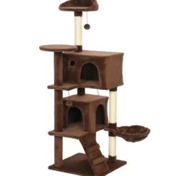 Pawhut Árbol Rascador Para Gatos 140 Cm Con Múltiples Plataformas Marrón